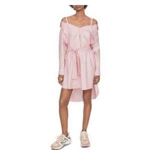 Riami Striped Cold-shoulder Shirt Dress In Pink size 0 BNWT